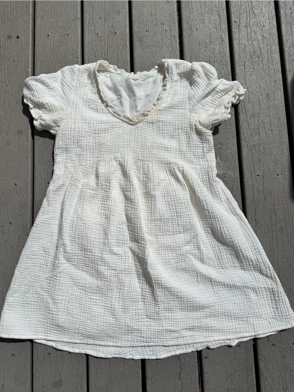 Copper Key Cream Strapless Ruffled Top
